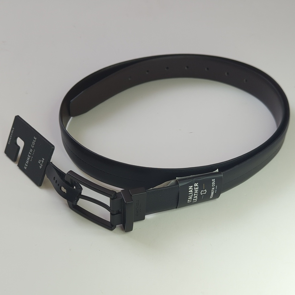 Kenneth Cole Classic Reversible Genuine Italian Leather Belt Black Brown XL